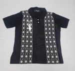 Mogulgus Black Tribal Patterned Knit Polo - Image 3