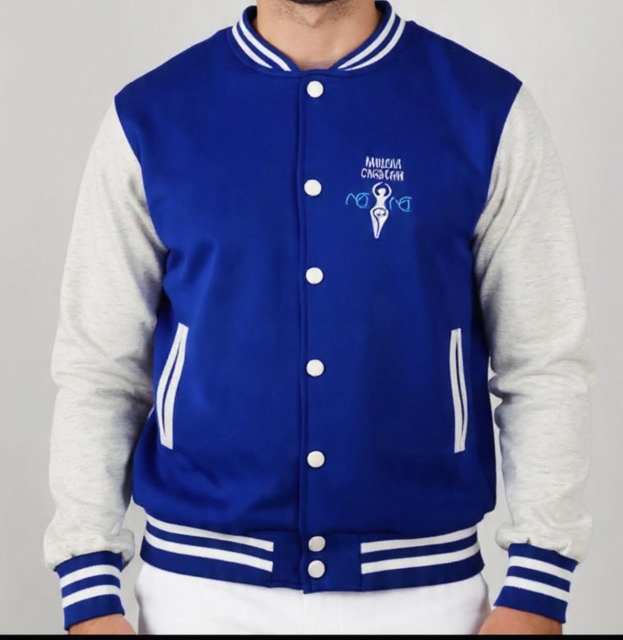 blueee Mogulgus Premium White & Blue Custom Hoodie - Image 1